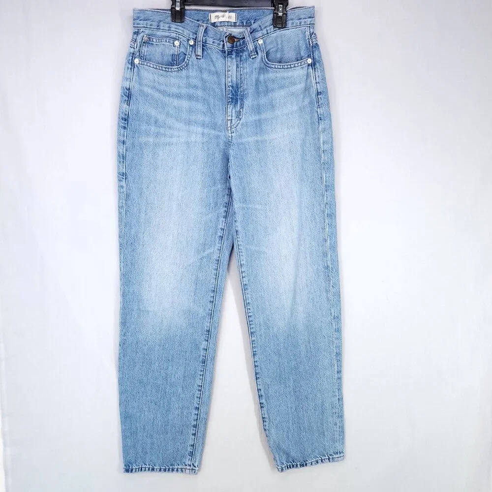 Madewell Jeans Womens 27 Blue The Slouchy Boyjean 100% Cotton Whiskered Denim